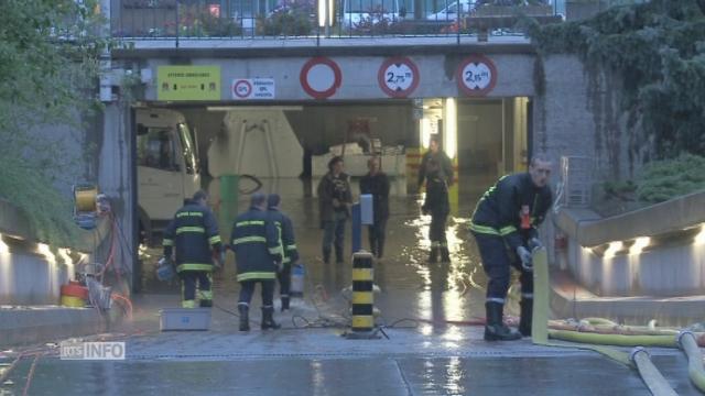 Le parking des Vernets inondé