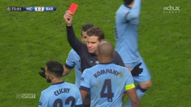 Manchester City - FC Barcelone (1-2): expulsion de Gaël Clichy après un second carton jaune