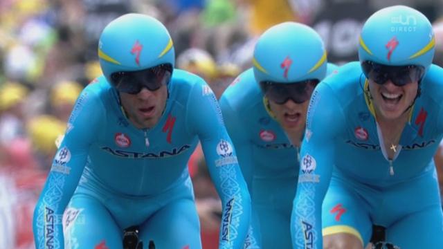 9e étape (Vannes – Plumelec, 28 km) : L’équipe Astana de Vincenzo Nibali vient déposséder l’équipe helvétique IAM de la 2re place provisoire, pour 3 secondes