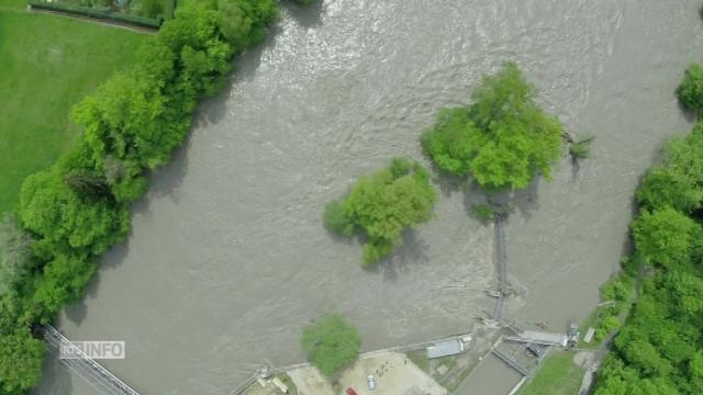 La crue de l'Arve depuis un drone