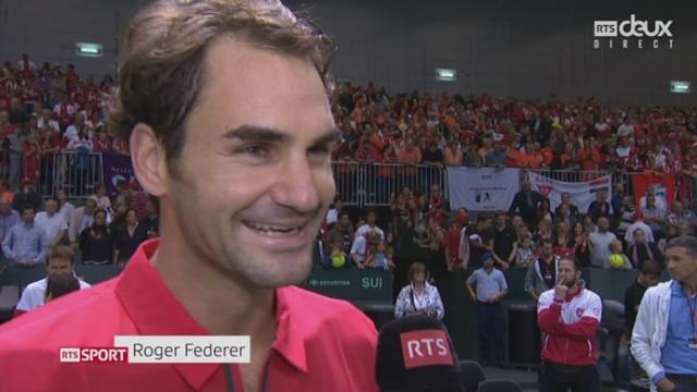 Barrage à Genève. Suisse – Pays-Bas (3-1). Roger Federer remporte le 3e simple et la Suisse sauve sa place dans le groupe mondial. L’Interview de Roger Federer