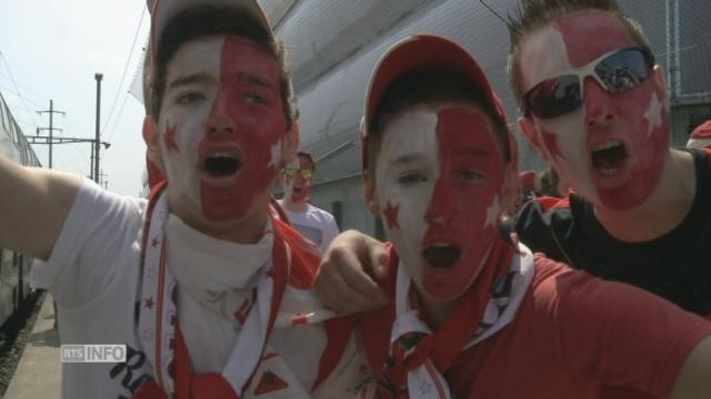 Le supporters du FC Sion arrivent au stade Saint-Jacques de Bâle.