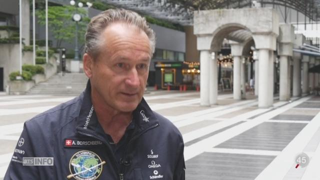 Solar Impulse est bloqué par la saison des pluies à Nagoya, au Japon.