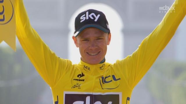 21e étape, Sèvre - Paris Champs-Elysées: la joie de Christopher Froome (GBR) qui remporte le tour de France 2015