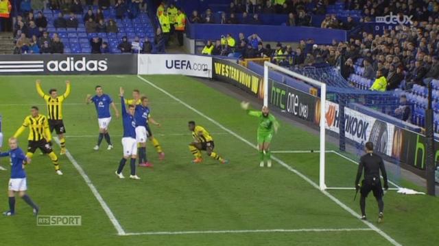 1-16e, match retour, Everton - Young Boys (0-1): comme au match aller, les Bernois ouvrent la marque sur cette reprise de Sanogo