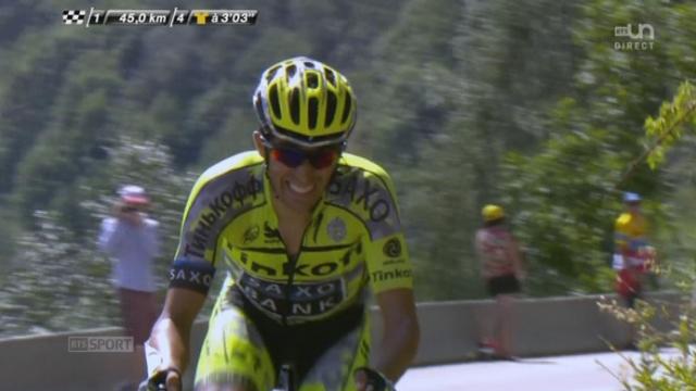 18e étape, Gap – St-Jean-de-Maurienne: à 10km du sommet du col du Glandon, Contador part à l’attaque pour rejoindre le groupe de tête