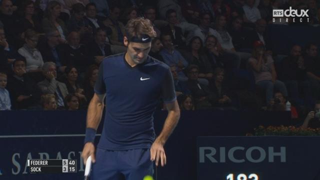 1-2 finale, Roger Federer – Jack Sock (6-3): Roger Federer remporte facilement la première manche