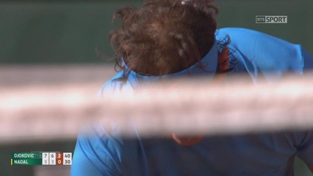 1-4 messieurs, Novak Djokovic (SRB) - Rafael Nadal (ESP) (7-5, 6-3, 3-0): Rafael Nadal (ESP) s’effondre totalement et est dos au mur dans ce 3e set