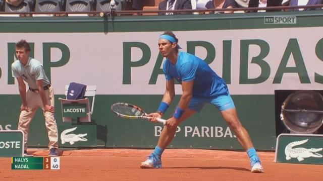 1er tour messieurs, Q. Halys (FRA) - R. Nadal (ESP) (3-6): R. Nadal (ESP) s’adjuge le premier set malgré une petite baisse de régime