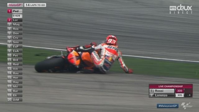 MotoGP: magnifique duel entre Marc Marquez (ESP) et Valentino Rossi (ITA)! L'Espagnol tombe-il à cause de l'Italien?