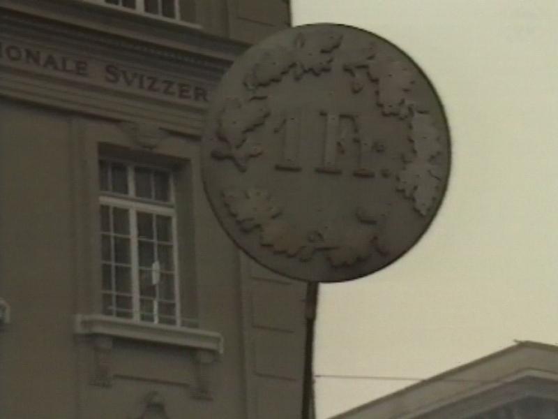 Manifestation contre le franc fort en 1995. [RTS]