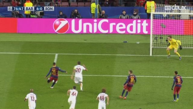 Gr. E, FC Barcelone – AS Roma (6-0): Adriano reprend un penalty manqué de Neymar et inscrit un 6e but pour le Barça