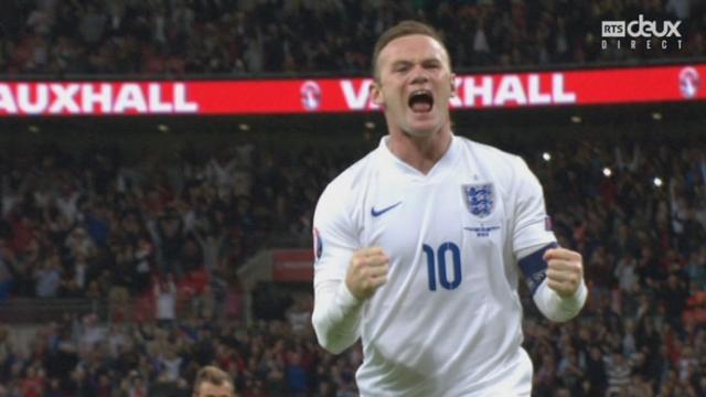 Angleterre - Suisse (2-0). 84e minute: faute de Xhaka sur Oxlade-Chamberlain. Rooney marque son 50e but pour l’Angleterre