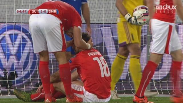 Suisse - St-Marin (3-0). Mehmedi inscrit un 3e but après un tir canon de Schär