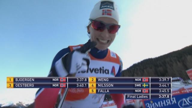 Münstertal - sprint dames: Marit Bjoergen remporte ce sprint devant trois autres Norvégiennes et Laurien  Van Der Graaff termine 6e