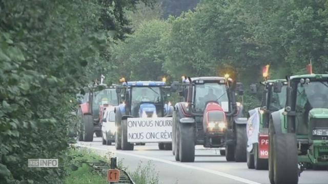 Protestation d'agriculteurs en route vers Bruxelles