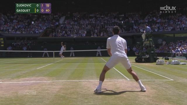 ½, Novak Djokovic (SRB-1) – Richard Gasquet (FRA-21) (1-0):  Djokovic monte au filet