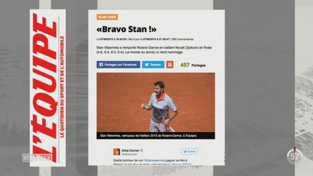Tennis- Roland-Garros: la presse mondiale salue l'exploit de Stan Wawrinka