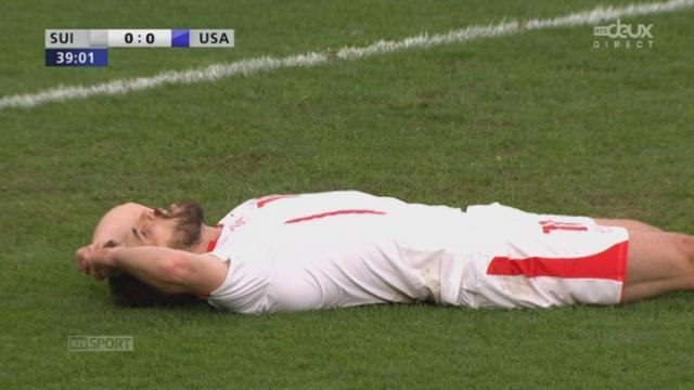 Suisse - USA (0-0): malgré un centre millimétré de Xerdan Shaqiri, Mehmedi loupe l’immanquable à la réception du centre ras de terre