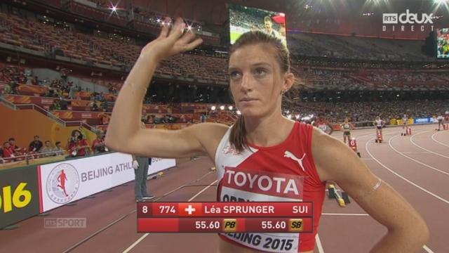 400m haies F, demi-finale: Léa Sprunger (SUI) termine 6e de la série gagnée par Cassandra Tate (USA)