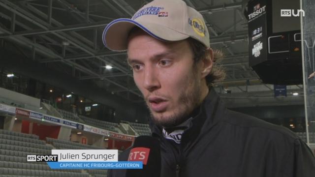 Hockey - LNA (25e j.): réaction de Julien Sprunger après la défaite de Fribourg-Gottéron contre le HC Bienne (4-5 tb)