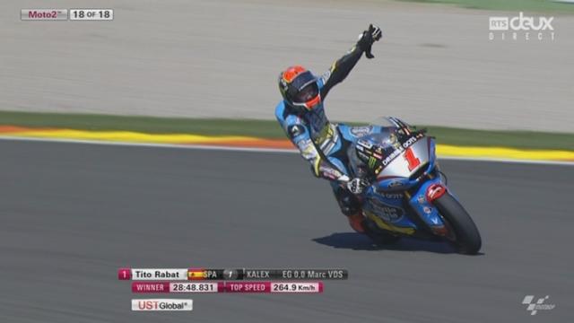 Moto2: victoire sur le dernier circuit de la saison de Tito Rabat (ESP) face à Alex Rins (ESP) 2e et Thomas Luthi (SUI) 3e