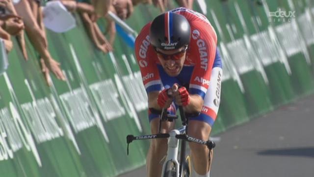 1re étape, Rish -Roktreuz (contre-la-montre individuel): Tom Dumoulin (NED-TGA) devance Cancellara et remporte l’étape