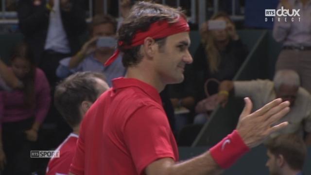 Barrage à Genève. Suisse - Pays-Bas (2e simple). Roger Federer – Jesse Huta Galung (6-3 6-4 6-3). Deux balles de match pour le Suisse, qui l’emporte en 1h42’. La Suisse mène 2-0 après la 1re journée