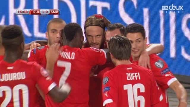 Suisse - St-Marin (1-0). Michael Lang ouvre le score, suite à un corner