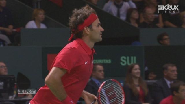 Barrage à Genève. Suisse - Pays-Bas (2e simple). Roger Federer – Jesse Huta Galung (6-3). Federer remporte la 1re manche face au 436e joueur mondial
