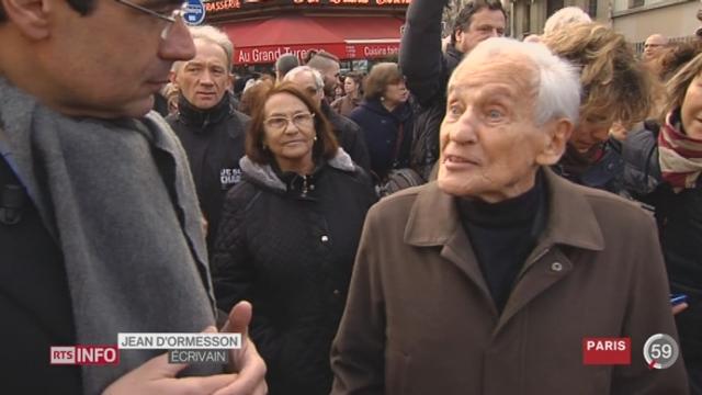 Marche Charlie Hebdo: Darius Rochebin a rencontré Jean d'Ormesson