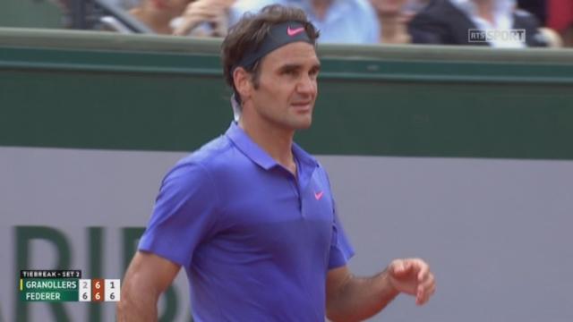 2e tour messieurs, Roger Federer (SUI) - Marcel Granollers (ESP) (6-2, 7-6): le Bâlois remporte la manche au tie-break 7-1