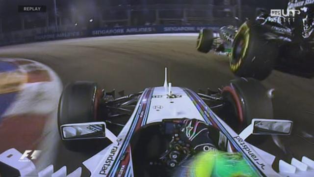 13e tour: collision Hülkenberg .- Massa. Dégâts matériel. Course interrompue