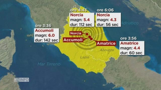 Plan anime du seisme et zones touchees au centre de l Italie