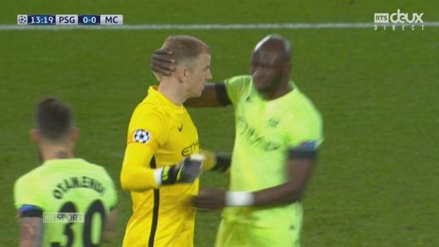 ¼, Paris SG – Man. City (0-0): Sagna accroche David Luiz dans la surface, Hart sort le penalty d'Ibrahimovic