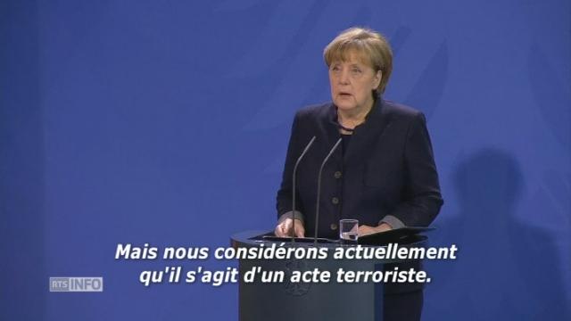 Angela Merkel évoque un "acte terroriste" à Berlin