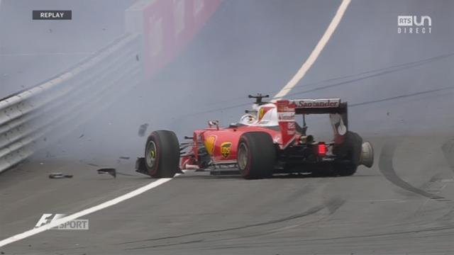 Le pneu qui explose et laisse Vettel hors course.