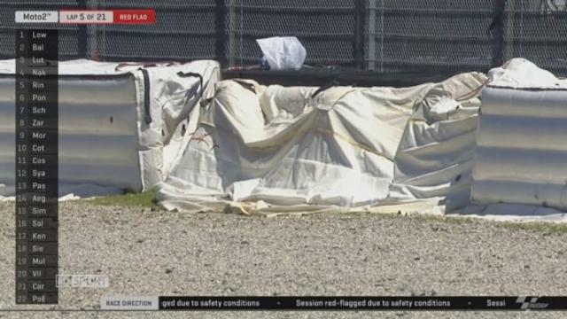 Moto2: drapeau rouge! La chute d’un pilote a touché les protections de la piste