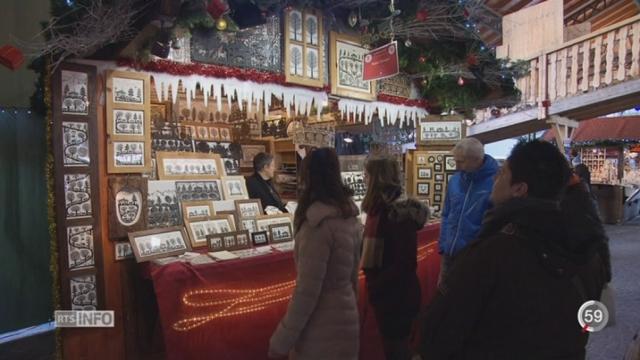 VD: des touristes italiens profitent du marché de Noël de Montreux