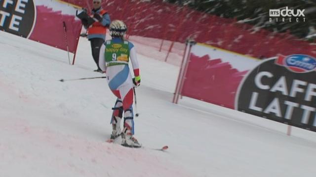 Coupe du monde, Slalom dames, 2e manche: Michelle Gisinn (SUI) commet la faute et est éliminée