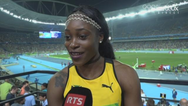 Finale dames, 4 x 100 m: Interview de Elaine Thompson