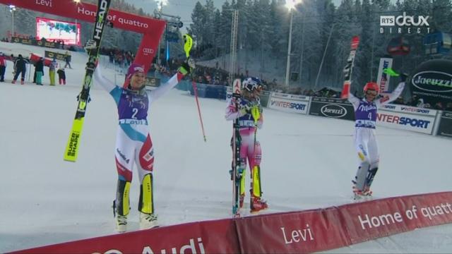 Slalom dames Levi (FIN-2e manche). Mikaela Shiffrin (USA-leader après la manche initiale)
