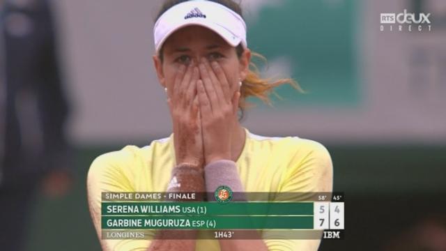 Finale dames. S.Williams (USA) - G.Muguruza (ESP) (5-7 3-6). Triomphe de l'Espagnole après une 4e balle de match, sousestimée par Serena Williams.
