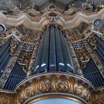 Orgue de la tribune ouest de la Marienkirche, à l’emplacement de l’instrument de 1716 [RTS - David Meichtry]
