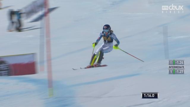 Slalom dames, 2e manche : avec beaucoup de facilité, Mikaela Shiffrin (USA) remporte son 5e slalom de la saison à St-Moritz