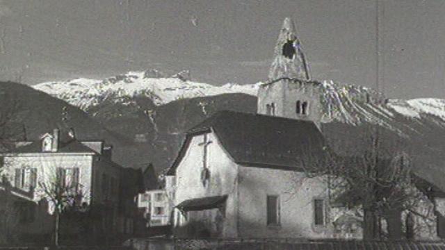 L'église des Marais à Sierre endommagée par le tremblement de terre de 1946 [RTS]