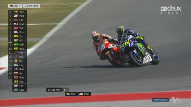 Moto GP: l'attaque fructueuse de Dani Pedrosa sur Valentino Rossi, qui n'arrivera pas à récupérer sa première place