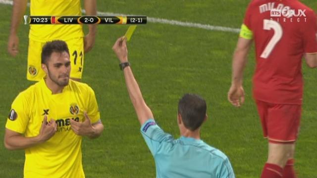 ½ retour, Liverpool - Villarreal (2-0). 71e minute: 2e carton jaune pour Victor Ruiz (Villarreal) qui doit quitter le terrain