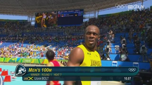 Athlétisme, 100m messieurs : l’entrée en lice d’Usain Bolt (JAM)