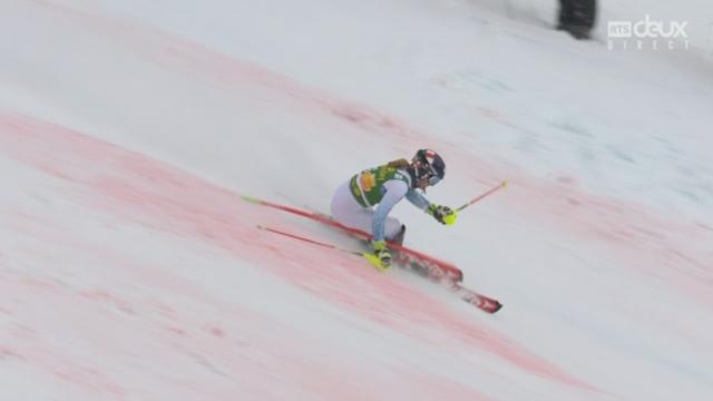 Coupe du monde, Slalom dames, 2e manche: Mikaela Shiffrin (USA) remporte ce Slalom devant Nastasia Noens (FRA) et Marie-Michèle Gagnon (CAN)